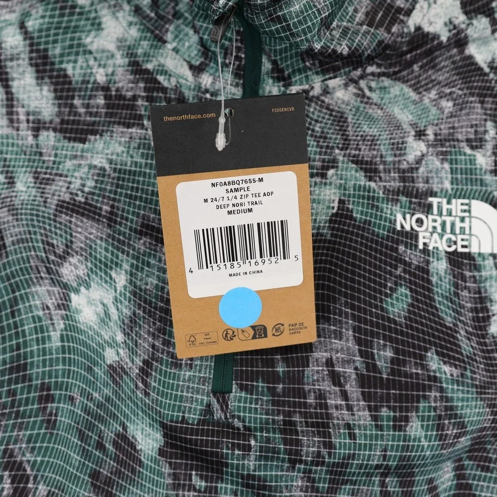 The North Face‎ 24/7 1/4 Zip Tee Pullover Mens Medium Green Camo Lightweight NWT